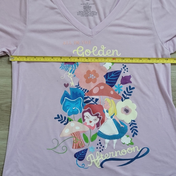 ALICE IN WONDERLAND Lightweight Purple V-Neck Junior Women's XXL T-shirt DISNEY - Picture 6 of 8